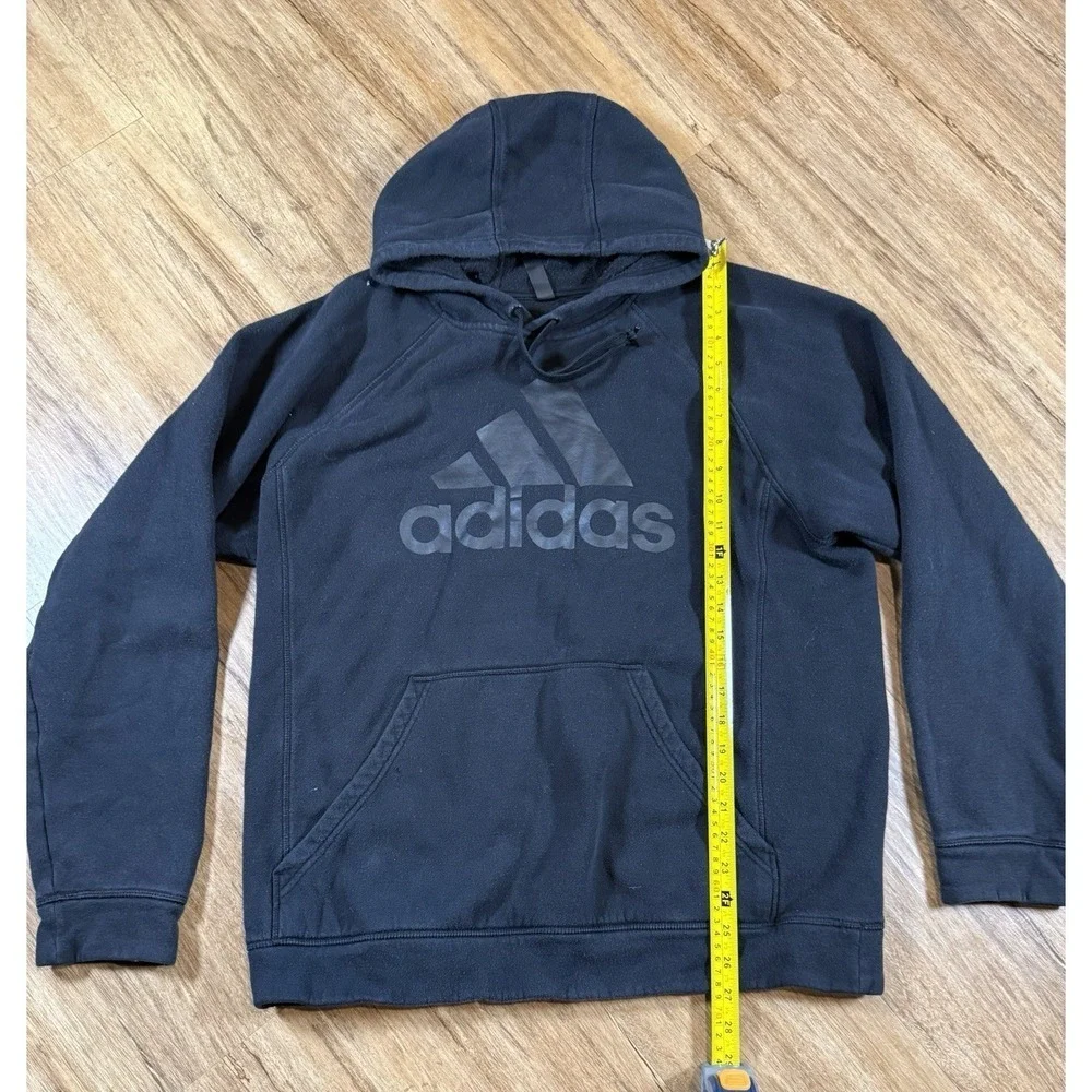 Adidas Mens Large Black Big Logo Pullover Hoodie Sweatshirt Fleece